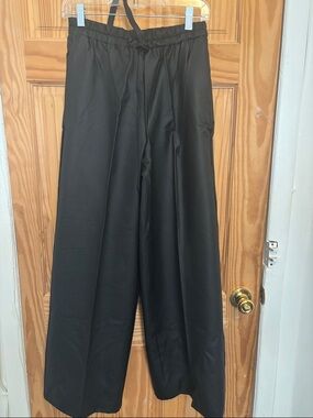 Zara Black Wide-Leg Drawstring Trousers